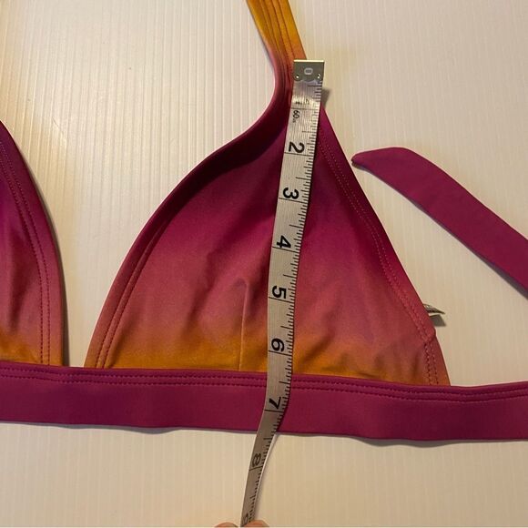 Patagonia sunset hot pink coral Swim bathing suit bikini triangle bra top-M - Picture 4 of 5